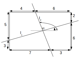 angles between lines drawn through a rectangle